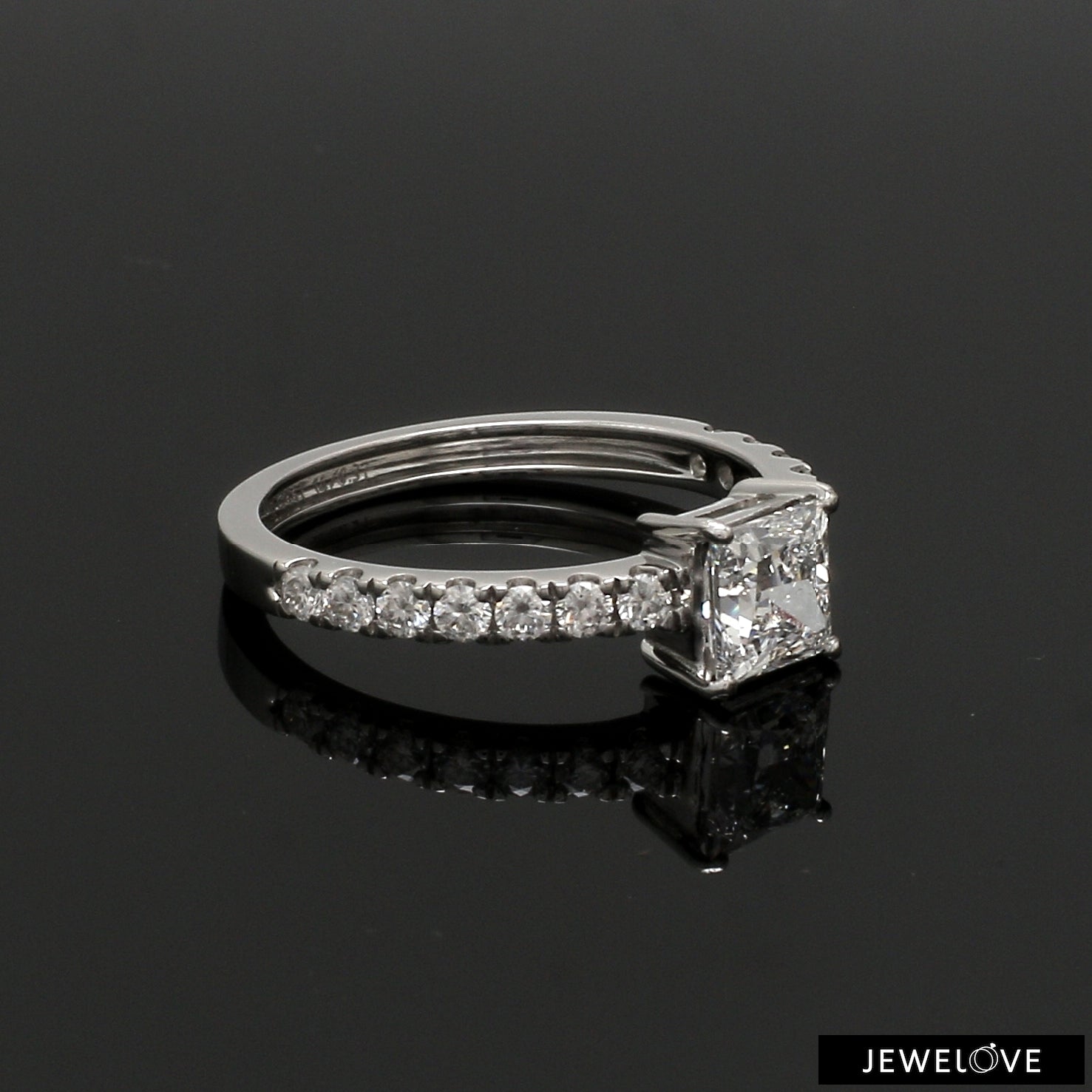 1-Carat Princess Cut Solitaire Diamond Shank Platinum Ring JL PT 1313-C   Jewelove.US