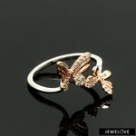 Load image into Gallery viewer, Evara Platinum Rose Gold Diamond Butterfly Ring for Women JL PT 1410
