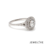 Load image into Gallery viewer, 70-Pointer Solitaire Platinum Double Halo Diamond Spilt Shank Ring JL PT 1268
