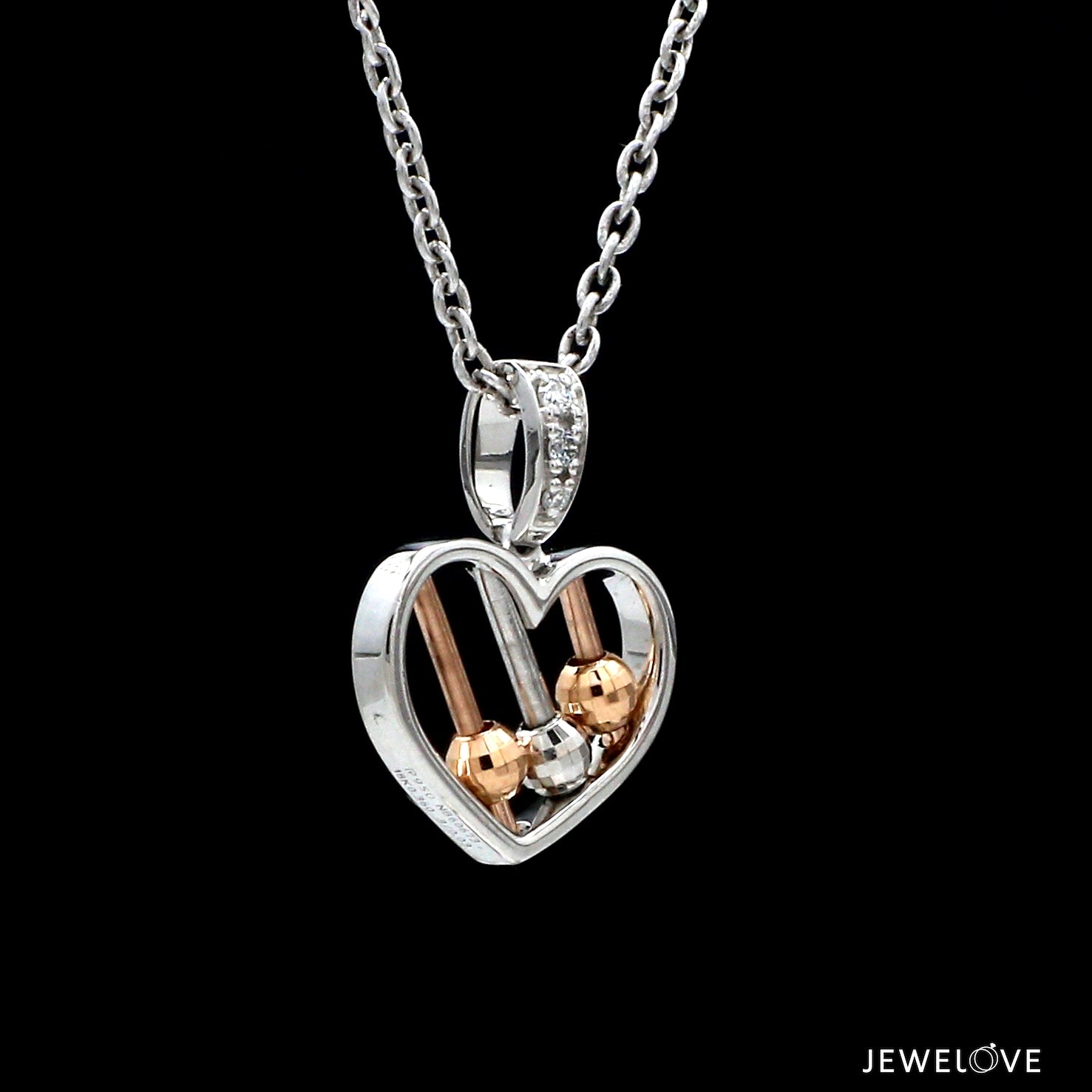 Evara Platinum & Rose Gold Diamonds Heart Pendant JL PT P 322   Jewelove.US