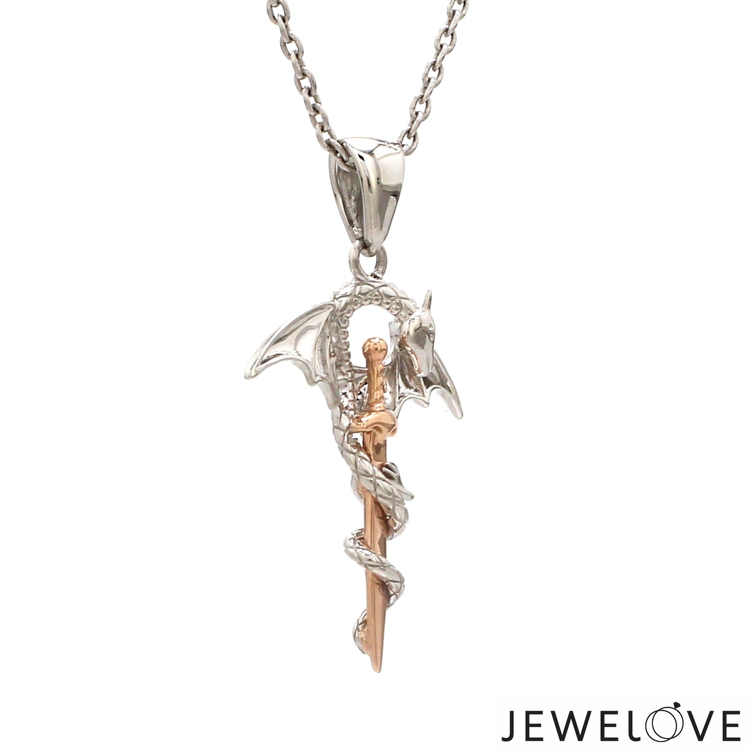 Platinum Rose Gold Dragon Unisex Pendant  JL PT P 361