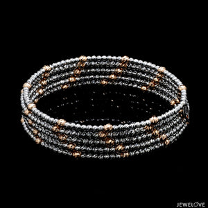 Japanese 5-row Platinum & Rose Gold Bracelet for Women with Diamond Cut Balls JL PTB 1272