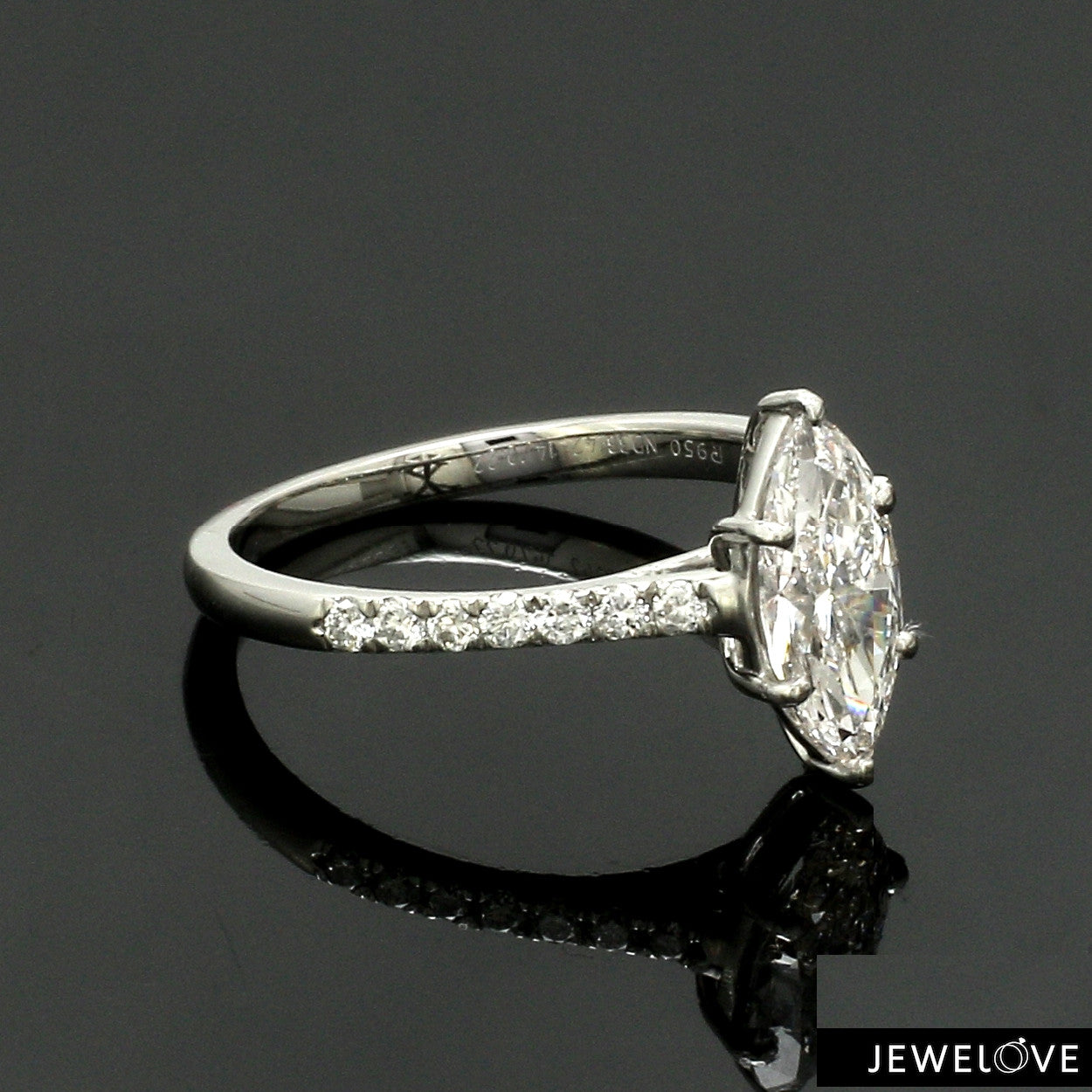 Marquise Cut Solitaire Diamond Shank Platinum Lab Grown Diamond Ring JL PT 19019-LGD