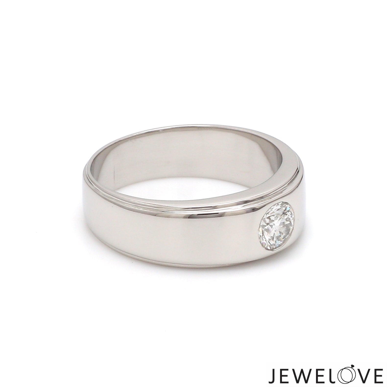 Classic Platinum Solitaire Love Bands SJ PTO 101 - Hi-Polish