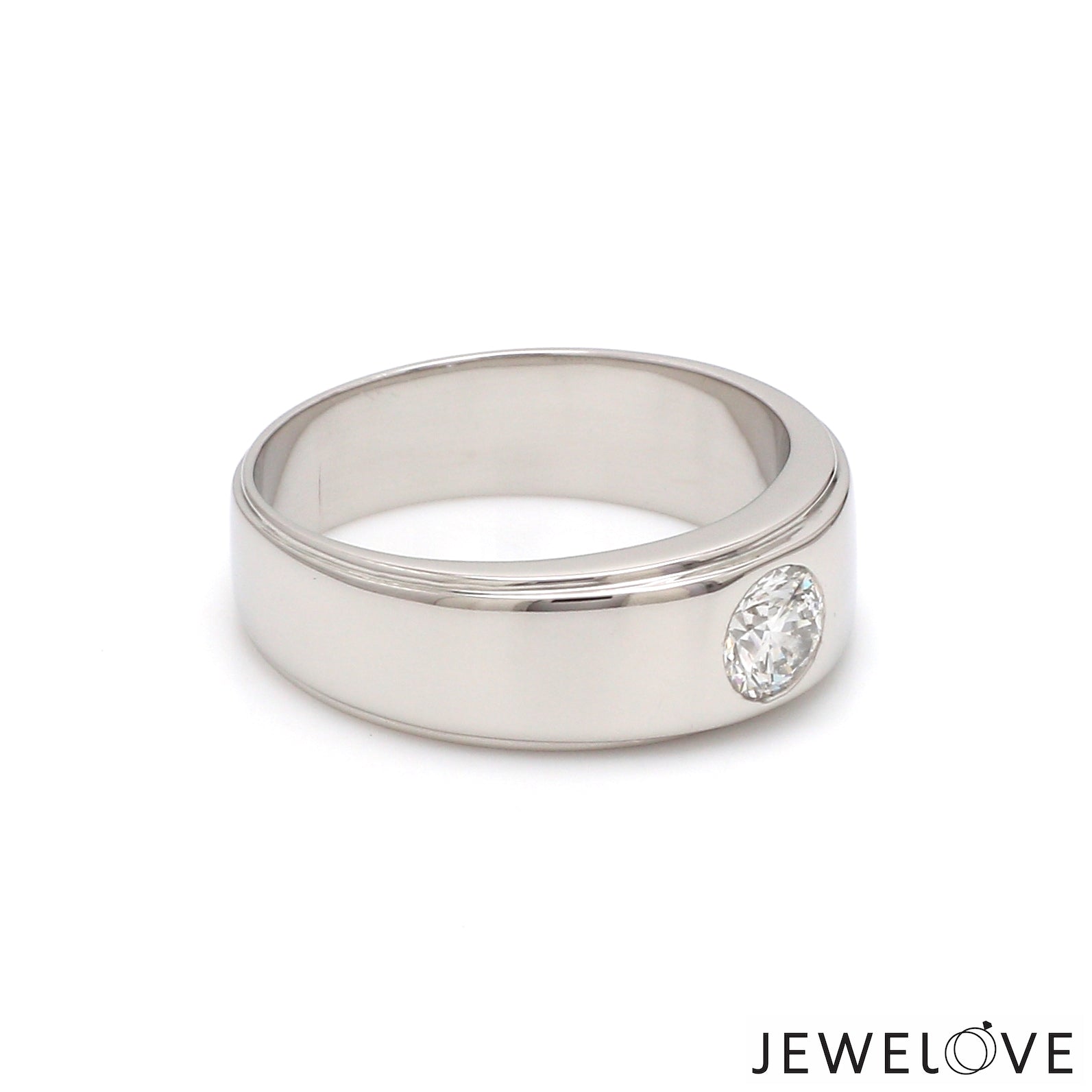 Classic Platinum Solitaire Love Bands SJ PTO 101 - Hi-Polish   Jewelove.US