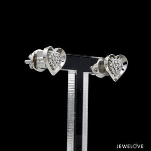 Evara Platinum Diamond Heart Earrings JL PT E 326   Jewelove.US