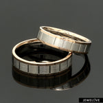 Load image into Gallery viewer, Unique Shape Platinum Love Bands with Rose Gold Border JL PT 648-RG Plain
