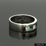 Load image into Gallery viewer, Platinum Lab Grown Princess Cut Diamonds with Natural Emerald Ring for Men JL PT LG 1483
