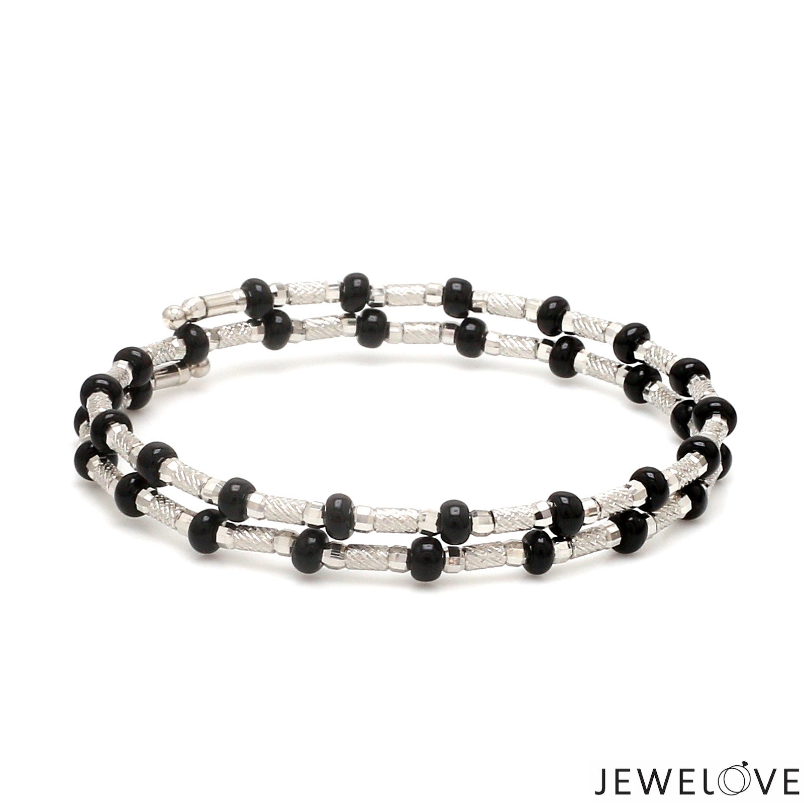 Japanese Platinum with Black Beads Nazariya / Nazariye Bracelet for Kids JL PTB 1229