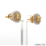 Load image into Gallery viewer, 18K Yellow Gold Earrings with Princess Cut Natural Fancy Yellow &amp; White Diamonds JL AU E 104
