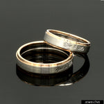 Load image into Gallery viewer, Engraved Platinum Love Bands with Rose Gold You &amp; Me Ring JL PT 1404
