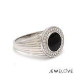 Load image into Gallery viewer, Men of Platinum | Round Black Enamel with Diamond Ring for Men JL PT 1361
