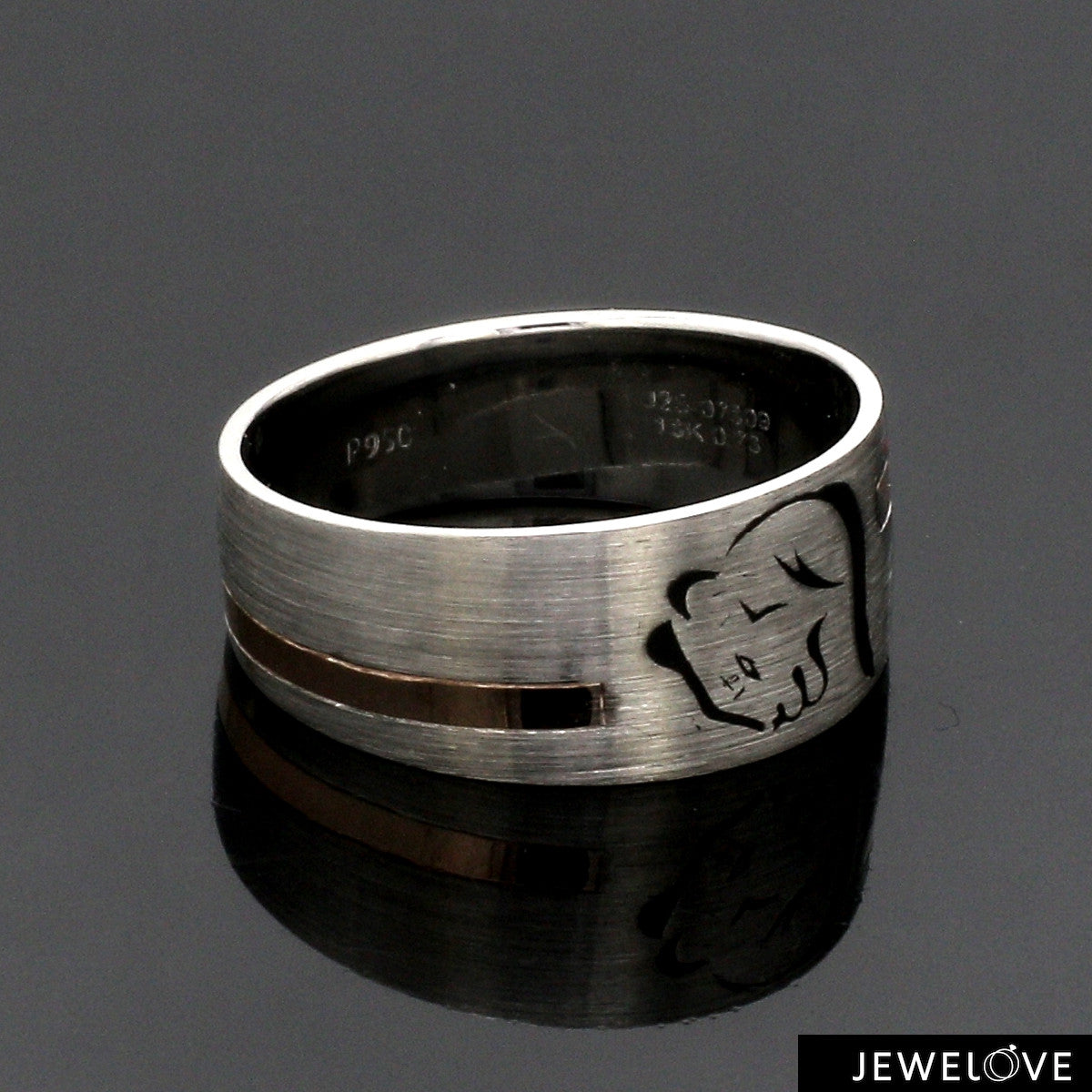 Platinum Love Bands with Rose Gold Ring JL PT 1413