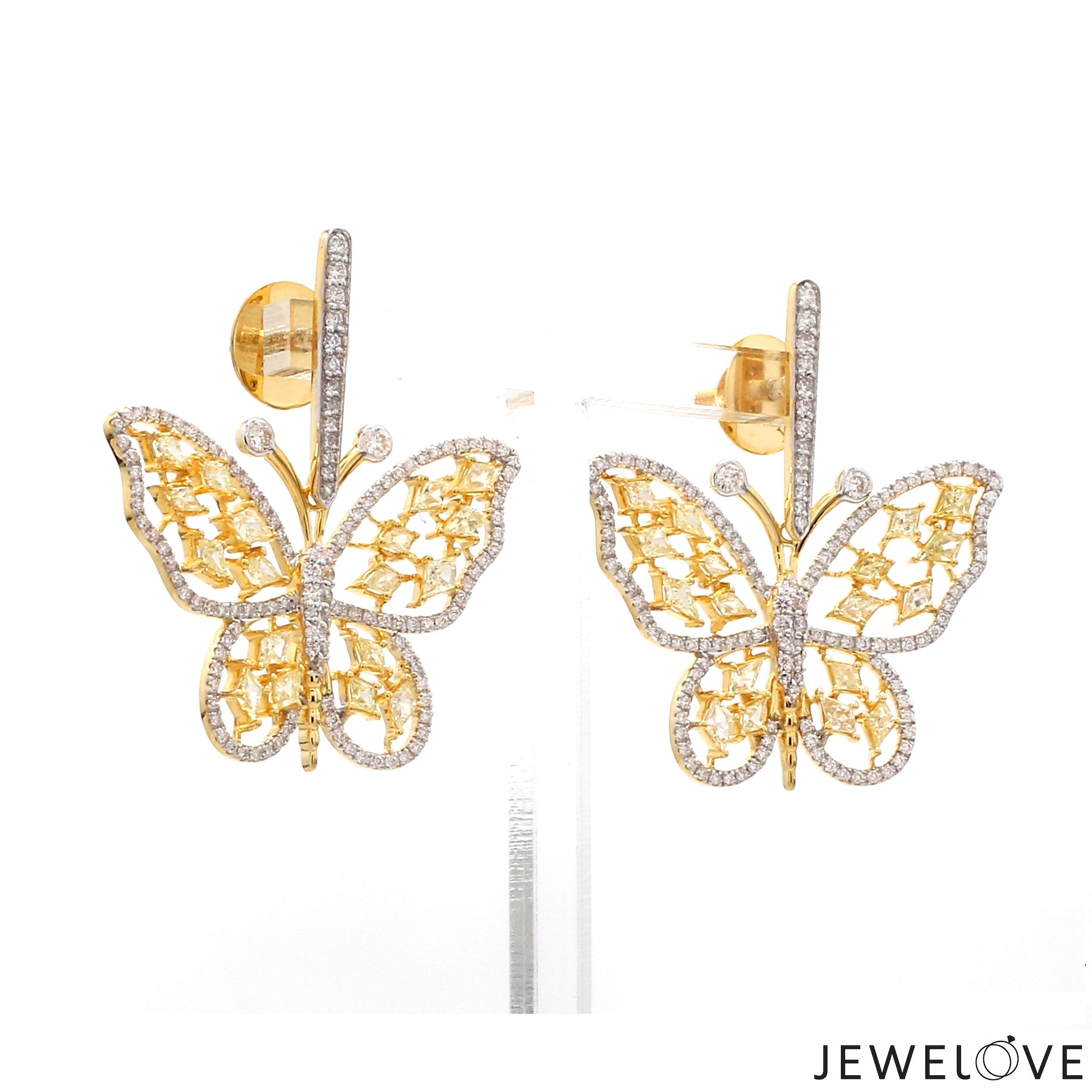 Natural Fancy Color Yellow Diamond Butterfly Earrings JL AU E YD 101