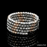 Load image into Gallery viewer, Japanese 5 Row Flexible Platinum Rose Gold Fusion Ring with Diamond Cutting JL PT 1374
