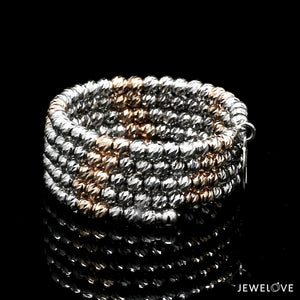 Japanese 5 Row Flexible Platinum Rose Gold Fusion Ring with Diamond Cutting JL PT 1374