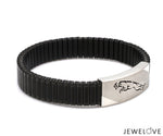 Load image into Gallery viewer, Jaguar Platinum Black Band Bracelet for Men - Flexible JL PTB 1208   Jewelove.US
