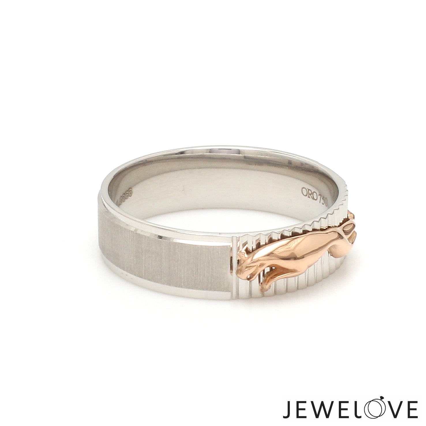 Platinum Ring with Rose Gold Jaguar for Men JL PT 1308   Jewelove.US