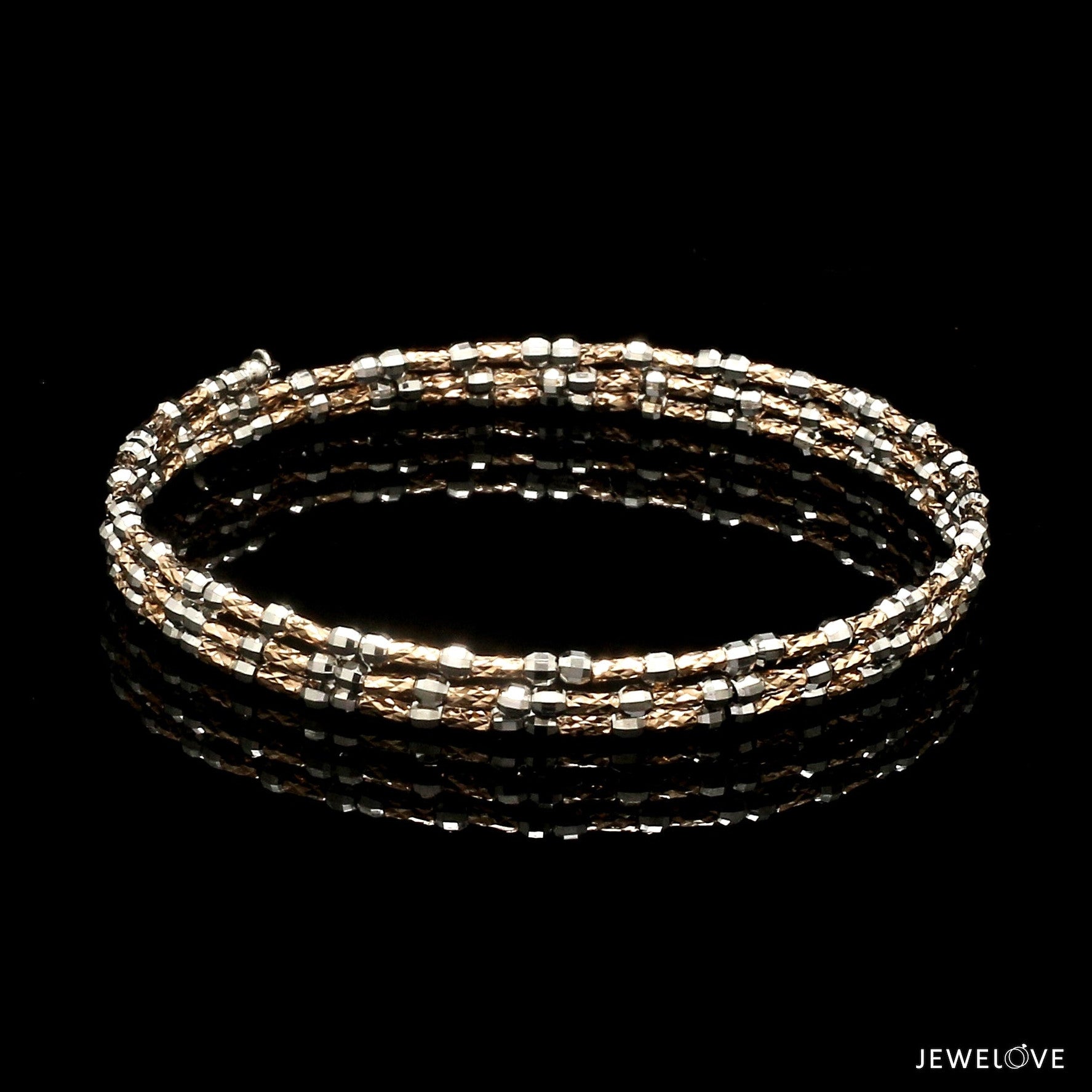 Unique 3-Row Japanese Platinum & Rose Gold Bracelet for Women JL PTB 773
