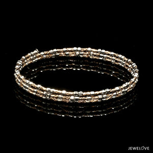 Unique 3-Row Japanese Platinum & Rose Gold Bracelet for Women JL PTB 773
