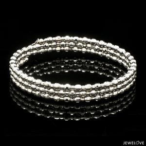 Dazzling Shiny 3-row Japanese Platinum Bracelet for Women with Diamond Cut Balls JL PTB 721