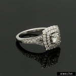 Load image into Gallery viewer, 50-Pointer Solitaire Platinum Double Halo Diamond Spilt Shank Ring JL PT 0015-A   Jewelove.US

