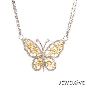Natural Fancy Color Yellow Diamond Butterfly Pendant Chain Set for Women JL AU PE YD 101