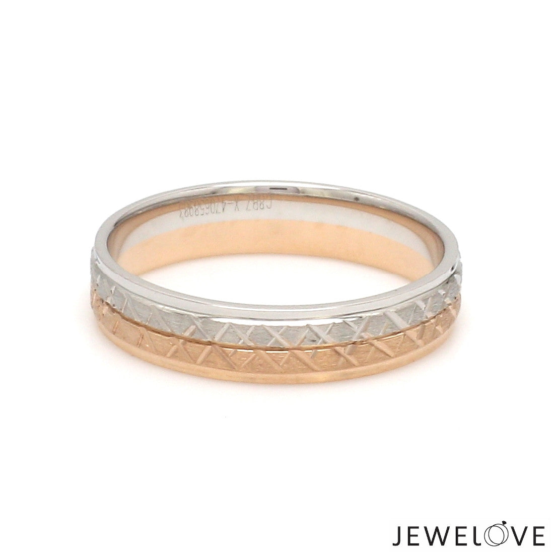 Platinum Love Bands with Rose Gold Unisex Ring JL PT 1407