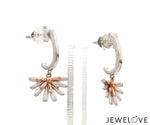 Load image into Gallery viewer, Evara Platinum Rose Gold Diamond Cut Earrings for Women JL PT E 256   Jewelove.US
