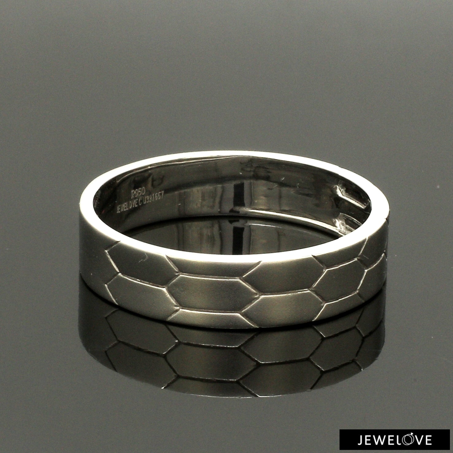 Hexagonal Textured Platinum Love Bands JL PT 422
