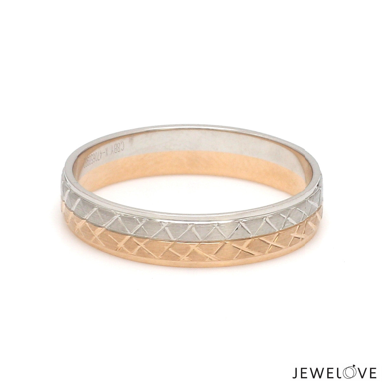 Platinum Love Bands with Rose Gold Unisex Ring JL PT 1407