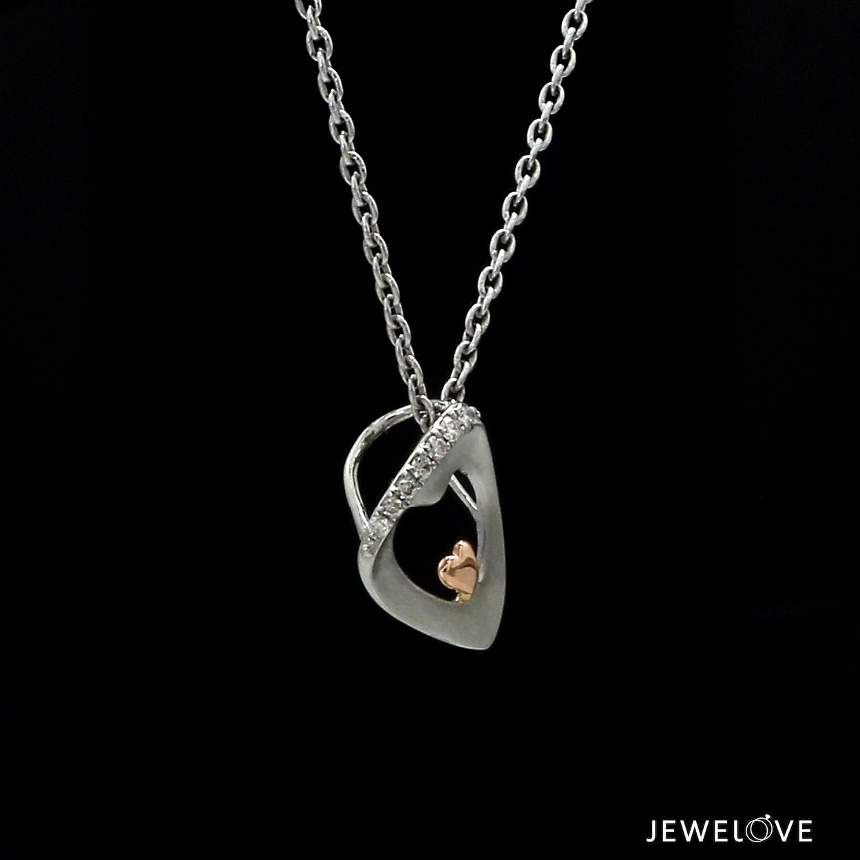 Evara Platinum Diamonds Pendant with Rose Gold Heart JL PT P 323   Jewelove.US
