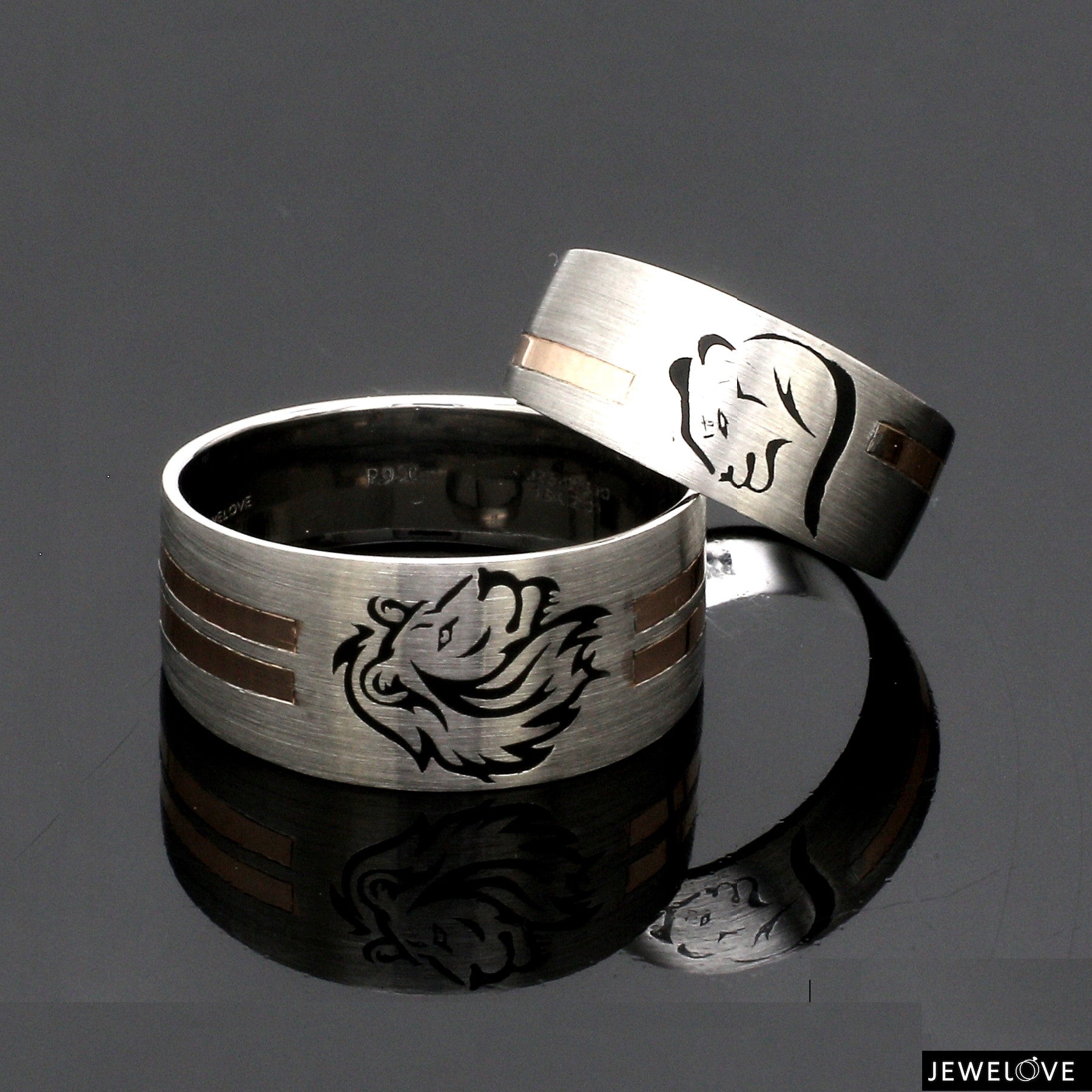 Platinum Love Bands with Rose Gold Ring JL PT 1413