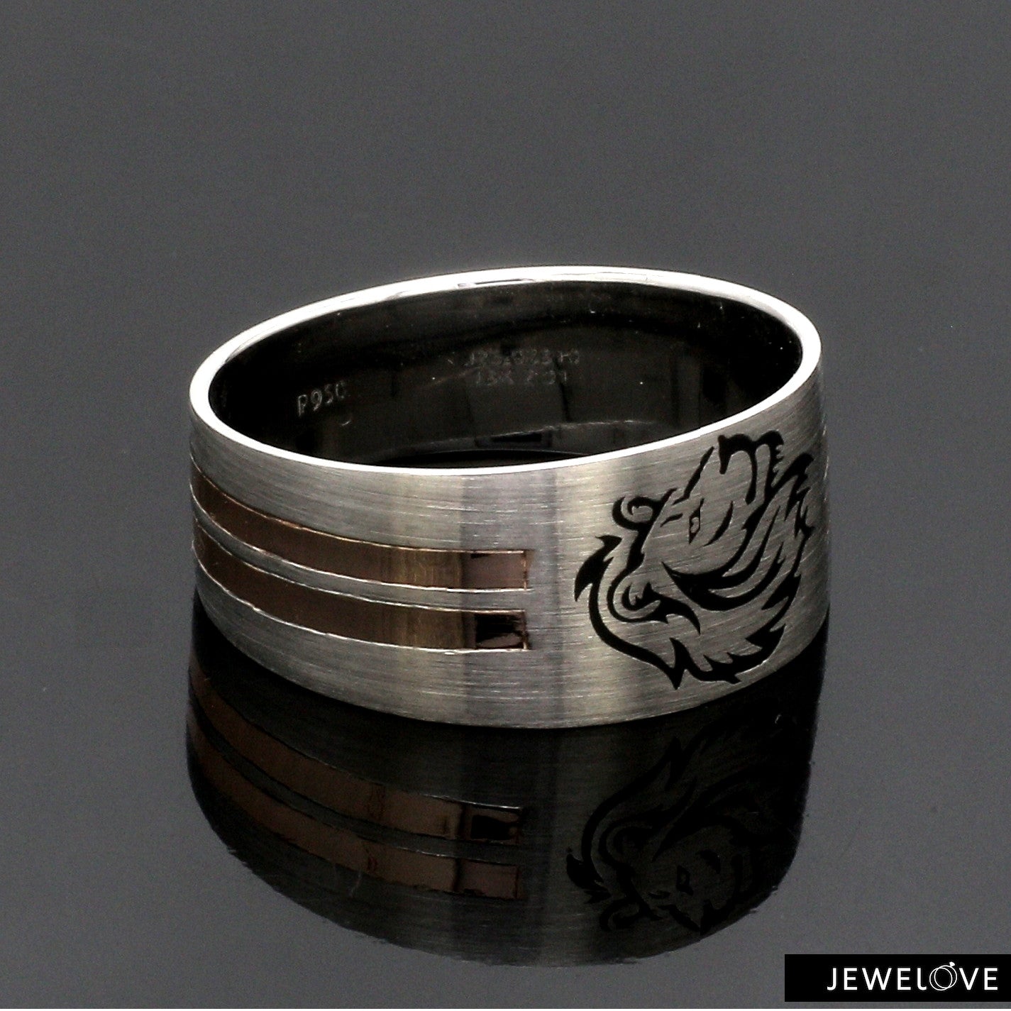 Platinum Love Bands with Rose Gold Ring JL PT 1413