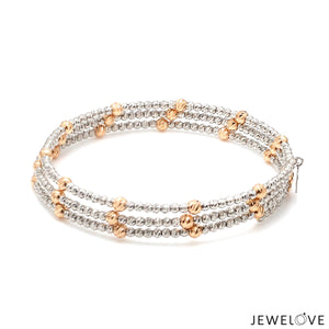 Japanese 3-row Platinum & Rose Gold Bracelet for Women with Diamond Cut Balls JL PTB 1261