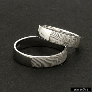 Customized Fingerprint Engraved Platinum Rings for Couples JL PT 270