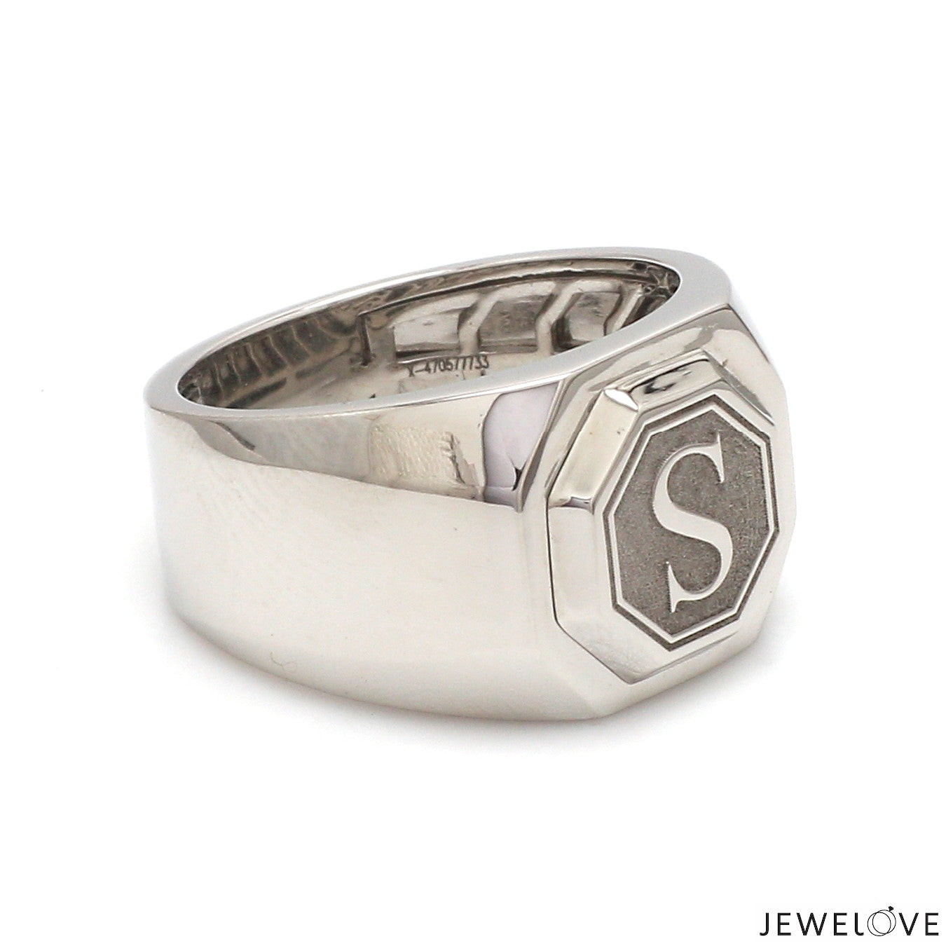 Customised Alphabet / Initial Platinum Signet Ring for Men JL PT 1373