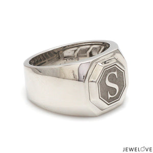 Customised Alphabet / Initial Platinum Signet Ring for Men JL PT 1373