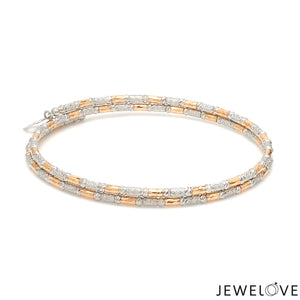 Japanese 2-row Platinum & Rose Gold Bracelet for Women with Diamond Cut Balls JL PTB 1227