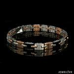 Load image into Gallery viewer, 7mm Platinum &amp; 18K Rose Gold Bracelet with Black Stone for Men JL PTB 1326
