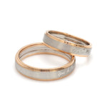 Load image into Gallery viewer, Engraved Platinum Love Bands with Rose Gold You &amp; Me Ring JL PT 1404
