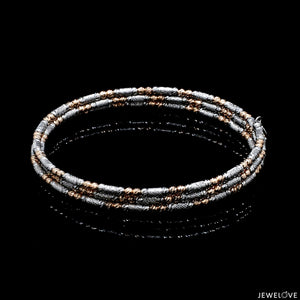 Japanese 3-row Platinum & Rose Gold Bracelet for Women with Diamond Cut Balls JL PTB 1276