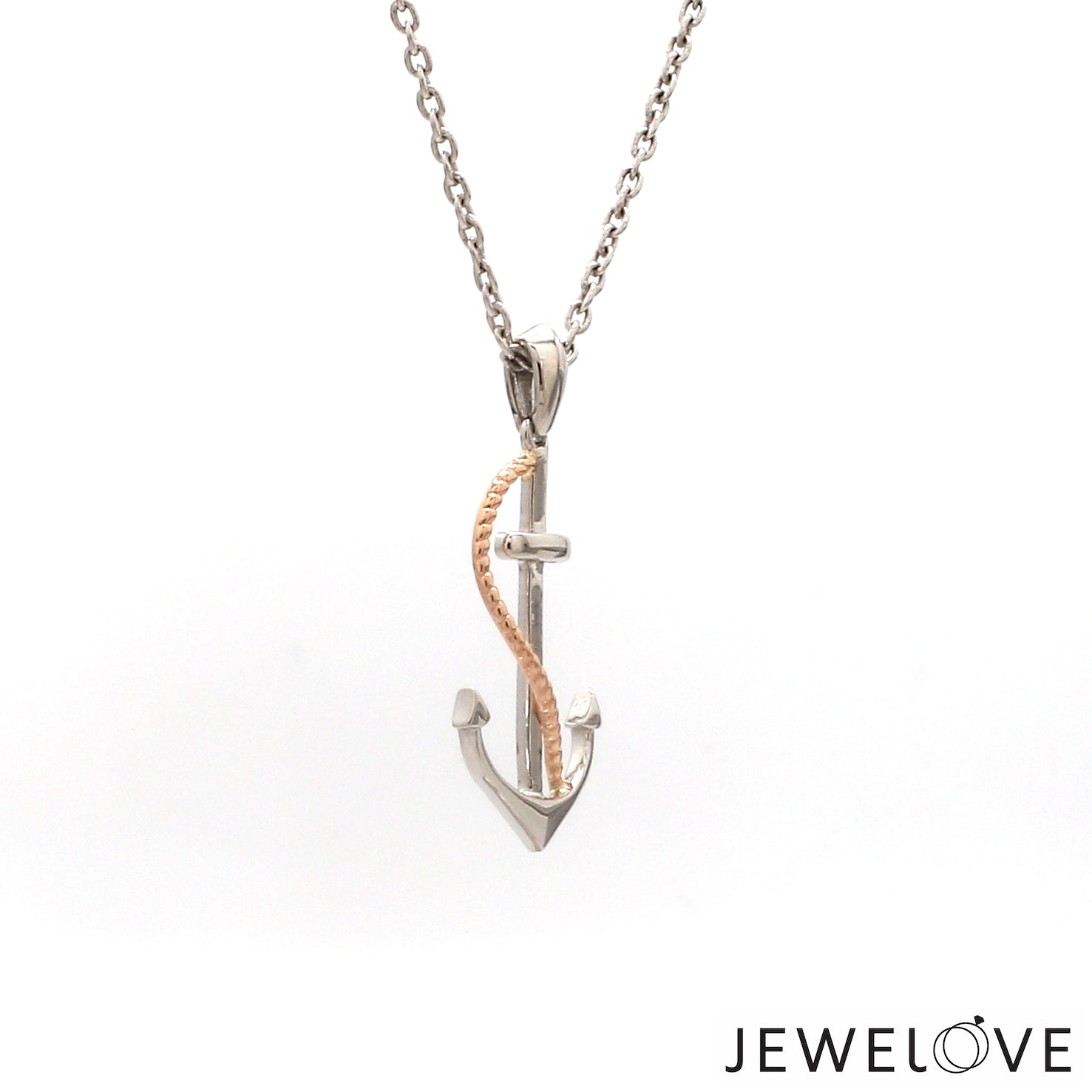 Platinum Anchor Pendant with Rose Gold for Sailors JL PT P 320   Jewelove.US