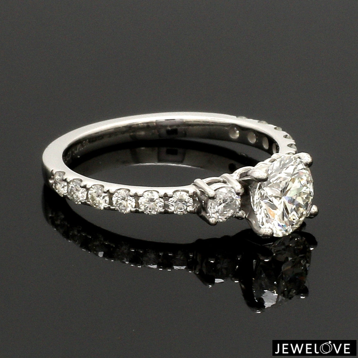 1-Carat Platinum Solitaire Engagement Ring with Diamond Accents JL PT 327-B