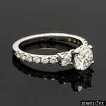 Load image into Gallery viewer, 1-Carat Platinum Solitaire Engagement Ring with Diamond Accents JL PT 327-B

