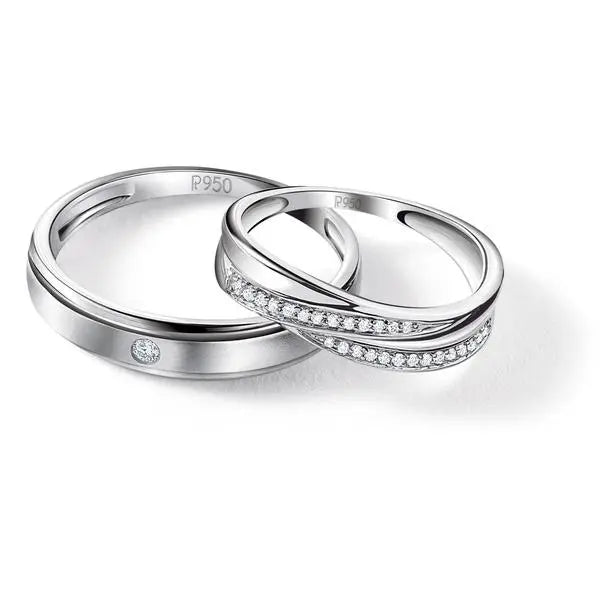 Sterling Silver 925 Couple Ring Korean Lingering Love Interwoven Micr –  Planderful Shop