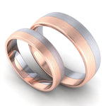 Load image into Gallery viewer, Simple Matte Finish Platinum &amp; Rose Gold Couple Rings JL PT 634   Jewelove.US
