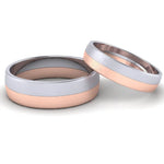 Load image into Gallery viewer, Simple Matte Finish Platinum &amp; Rose Gold Couple Rings JL PT 634  Both Jewelove.US
