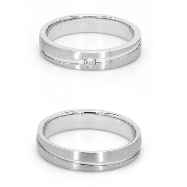 Simple Platinum Couple Rings with Curvilinear Groove JL PT 569   Jewelove.US