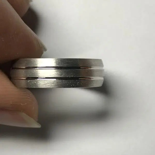 Simple Platinum Ring for Him with 2 Line Grooves JL PT 568   Jewelove.US